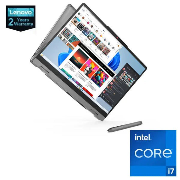 LAPTOP-LENOVO-IDEAPAD 5-14IRU9-2 IN 1-CI7-150U-16G-512G.SSD-Intel Graphics-14 WUXGA TS (1920x1200) IPS 300nits Glossy-Lenovo® Digital Pen 2-WIN 11- LUNA GREY-2Yrs / 83DT008YED.
