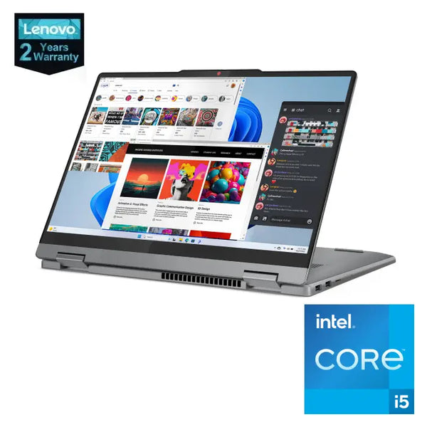 LAPTOP-LENOVO-IDEAPAD 5 -2 IN 1-14IRU9- Core 5 -120U-8G-512G.SSD-Intel Graphics-14 WUXGA TS (1920x1200) IPS-Backlit Keyboard Arabic-WIN 11- LUNA GREY-2Yrs / 83DT0090ED.