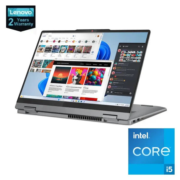 LAPTOP-LENOVO-IDEAPAD 5 -2 IN 1-14IRU9- Core 5 -120U-8G-512G.SSD-Intel Graphics-14 WUXGA TS (1920x1200) IPS-Backlit Keyboard Arabic-WIN 11- LUNA GREY-2Yrs / 83DT0090ED.