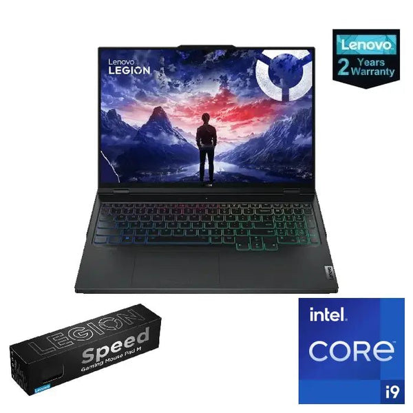 LAPTOP-LENOVO-LEGION-Pro 7-16IRX9H-CI9-14900HX-32G-1T.SSD-NVIDIA GeForce RTX 4090 16G DDR6-16 Inch WQXGA 2040MHz-Per key RGB Backlit (with Lighting Lens) Keyboard Arabic-WIN11- 4 Switchable Keycaps+Mouse Pad- Eclipse Black-2Yrs / 83DE0093ED.