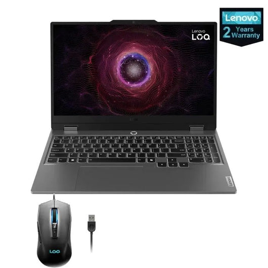 LAPTOP-LENOVO-LOQ-15ARP9-AMD-Ryzen 7-7435HS-1X12GB-512GB SSD-NVIDIA GeForce RTX 4050 6GB GDDR6-15.6 Inch FHD (1920x1080) IPS 300nits Anti-glare-White Backlit Arabic-DOS-Luna Grey - Mouse-2yrs /83JC00H2ED.