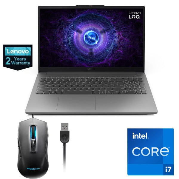 LAPTOP-LENOVO-LOQ-15IAX9E-CI7-12650HX-16G-512G.SSD-NVIDIA GeForce RTX 4050 6G DDR6-15.6 FHD (1920x1080) IPS 300nits-White Backlit-WIN 11-2Yrs-Luna Grey- Mouse /83LK0061ED.