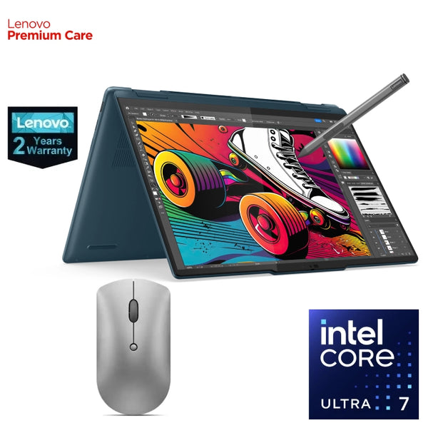 LAPTOP-LENOVO-YOGA-7-2 in1-14IML9-Intel Core- Ultra7 155H-16G-1T.SSD-Integrated Intel Arc Graphics-14 Inch WUXGA (1920x1200) OLED-T.Sc-WIN11-Tidal Teal-PEN+MOUSE-2Yrs/ 83DJ00AQED.