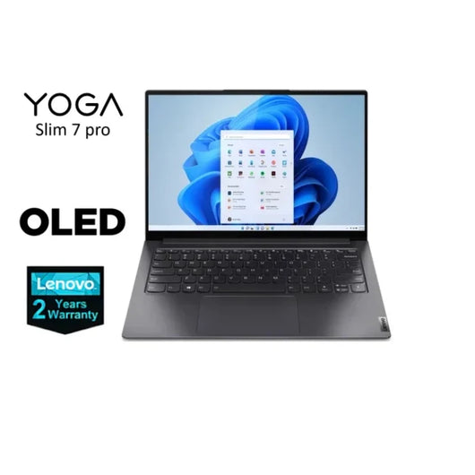 LAPTOP-LENOVO-YOGA-SLIM 7 PRO-14ACH5-OD-AMD-R7-5800HS(3.2GHz/16MB Cache)-16G-1T.SSD-NVIDIA GeForce MX450 2G DDR6-14 Inch OLED 90Hz-WIN11-SLATE GREY / 82NK002YED.