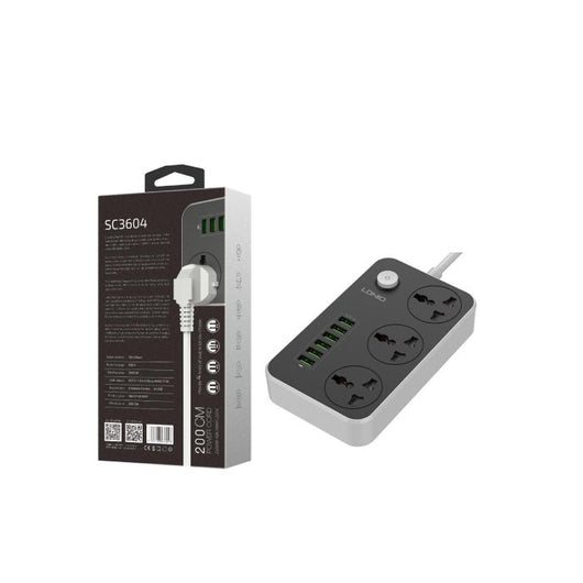 LDNIO SC3604 Power Strip With 3 Sockets & 6 USB Ports - Black 14 Day Warranty.