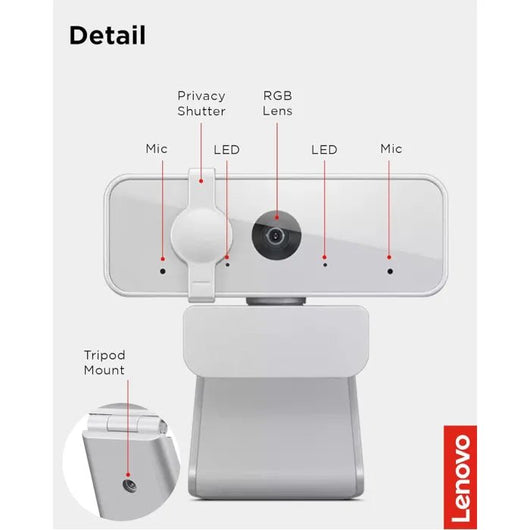 Lenovo 300 FHD Webcam, 1080p, Cloud Grey, GXC1B34793.