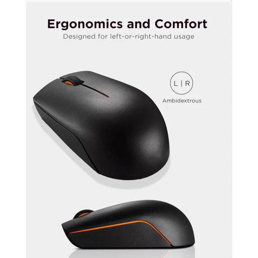 Lenovo 300 Wireless Compact Mouse with Battery - GX30K79401 - Black.