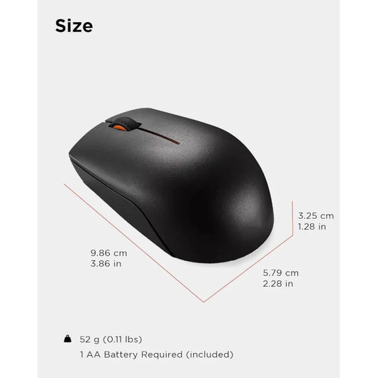 Lenovo 300 Wireless Compact Mouse with Battery - GX30K79401 - Black.