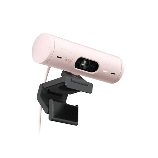 Logitech Webcam Brio 500 Full HD 1080p webcam with light correction, auto-framing, and Show Mode Rose 960-001421.