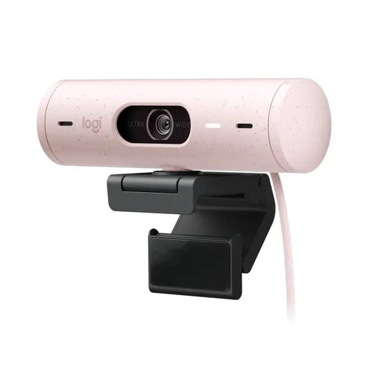 Logitech Webcam Brio 500 Full HD 1080p webcam with light correction, auto-framing, and Show Mode Rose 960-001421.