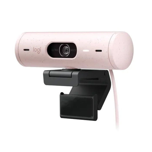 Logitech Webcam Brio 500 Full HD 1080p webcam with light correction, auto-framing, and Show Mode Rose 960-001421.