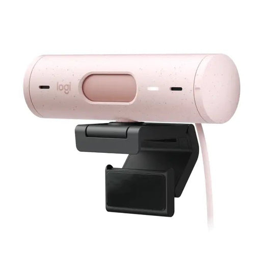 Logitech Webcam Brio 500 Full HD 1080p webcam with light correction, auto-framing, and Show Mode Rose 960-001421.