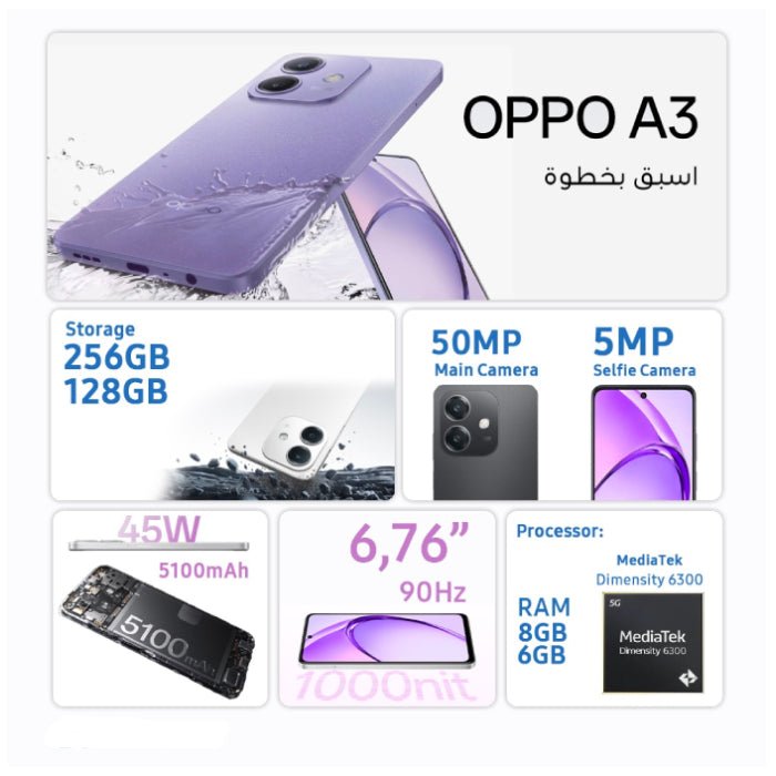 MOBILE-OPPO-A3-6G-128GB-STARLIGHT WHITE / CPH2669 – Smart Shop
