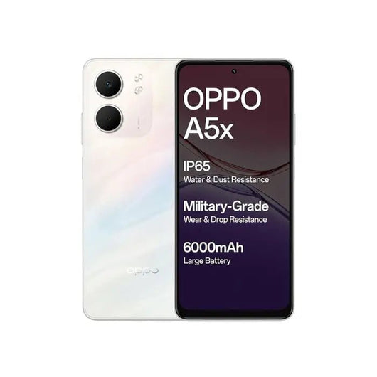 OPPO A5x 5G (128GB, 4GB RAM) - Laser White 6000mAh Battery – Smart OPPO A5x 5G (128GB, 4GB RAM) - Laser White 6000mAh Battery – Smart