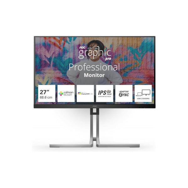 MONITOR-AOC-U27U3CV-27 Inch- LED GMAING-3840X2160 4K-60 Hz-Nano-IPS - DisplayHDR 400-SPEAKERS-BLACK.