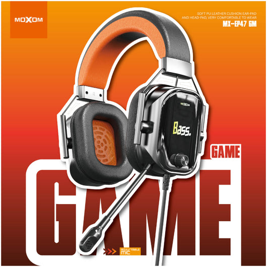 MOXOM MX-EP47 GM, Gaming Headset with Professional Microphone Surround Sound - Black 14 Day Warranty.