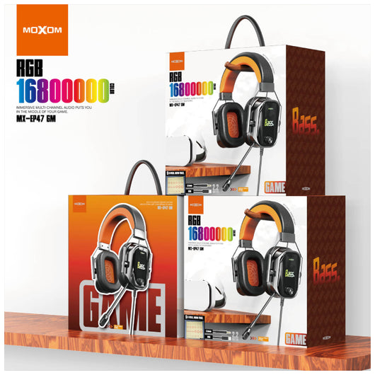 MOXOM MX-EP47 GM, Gaming Headset with Professional Microphone Surround Sound - Black 14 Day Warranty.