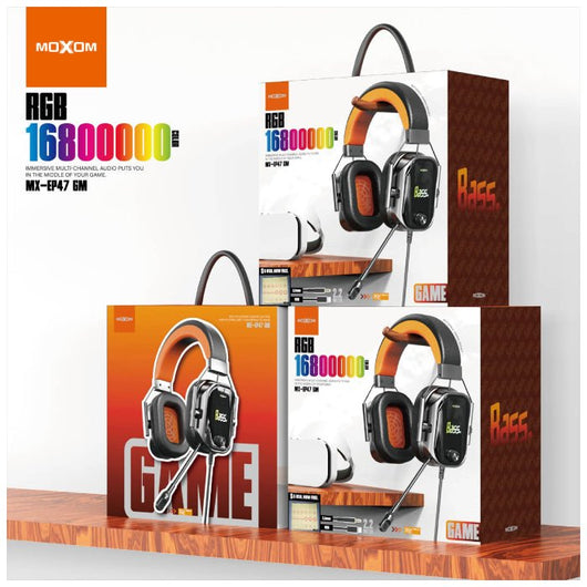MOXOM MX-EP47 GM, Gaming Headset with Professional Microphone Surround Sound - Black 14 Day Warranty.