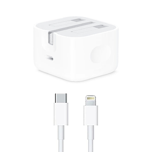 POWER ADAPTER-APPLE-3 PIN- TYPE-C -20W-With Cable Type-C To Lightning - IPH12 / MHJF32P/A - 14 Day Warranty.