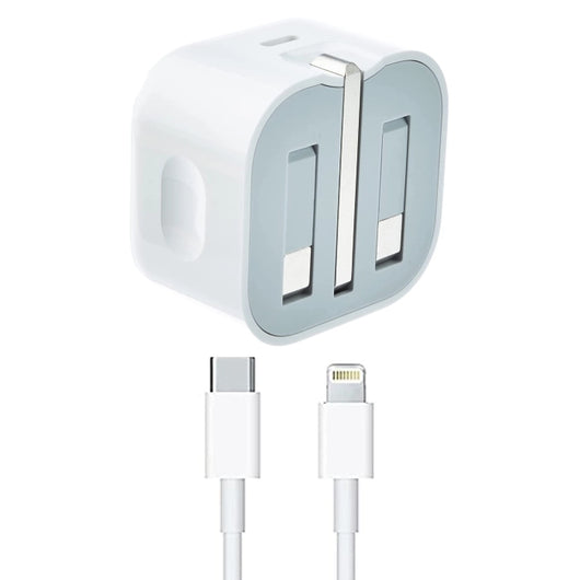 POWER ADAPTER-APPLE-3 PIN- TYPE-C -20W-With Cable Type-C To Lightning - IPH12 / MHJF32P/A - 14 Day Warranty.