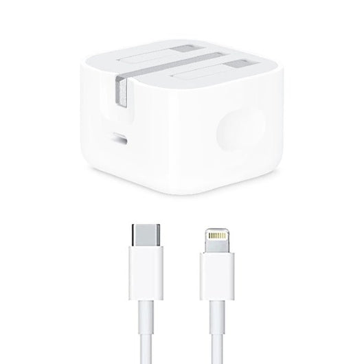 POWER ADAPTER-APPLE-3 PIN- TYPE-C -20W-With Cable Type-C To Lightning - IPH12 / MHJF32P/A - 14 Day Warranty.