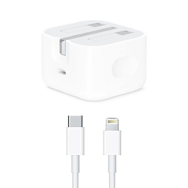 POWER ADAPTER-APPLE-3 PIN- TYPE-C -20W-With Cable Type-C To Lightning - IPH12 / MHJF32P/A - 14 Day Warranty.