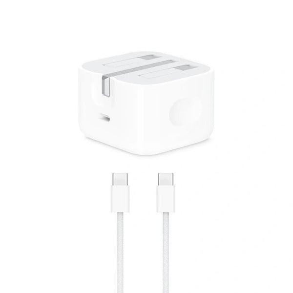 POWER ADAPTER-APPLE-3 PIN- TYPE-C -20W-With Cable Type-C To Type-C - IPH15 / MHJF32P/A - 14 Day Warranty.