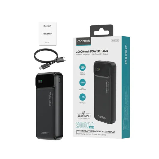 POWER BANK-CHOETECH-20000MAH-22.5W- B729.