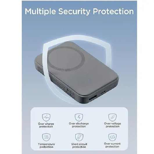 Power Bank-JoyRoom-Mini-Magnnetic-Wireless-20W-10000MAH-Builtin Type C cable- Black -JR-W020.