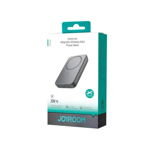Power Bank-JoyRoom-Mini-Magnnetic-Wireless-20W-10000MAH-Builtin Type C cable- Black -JR-W020.