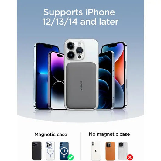 Power Bank-JoyRoom-Mini-Magnnetic-Wireless-20W-10000MAH-Builtin Type C cable- Black -JR-W020.