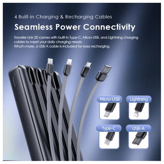 POWER BANK-ORAIMO-4 BUILT-IN CHARAING-OPB-P5201-20000mAh-12W-BLACK / 4894947001840.