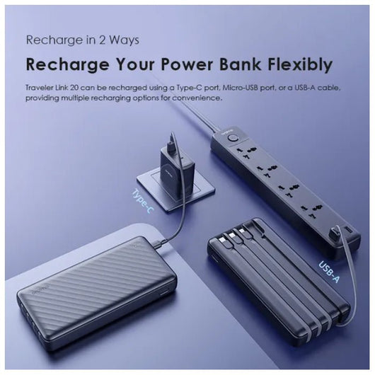 POWER BANK-ORAIMO-4 BUILT-IN CHARAING-OPB-P5201-20000mAh-12W-BLACK / 4894947001840.