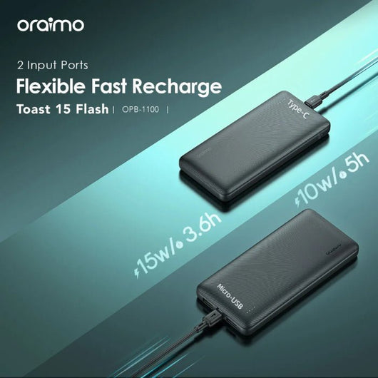 POWER BANK-ORAIMO-OPB-1100-10000mAh-15W-BLACK / 4894947018725.