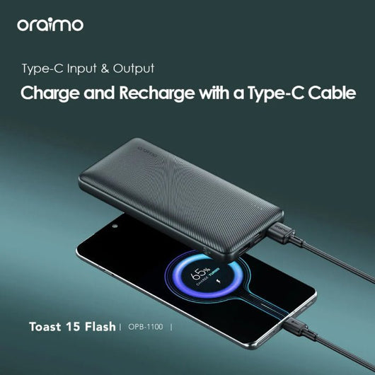 POWER BANK-ORAIMO-OPB-1100-10000mAh-15W-BLACK / 4894947018725.