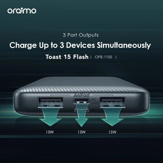 POWER BANK-ORAIMO-OPB-1100-10000mAh-15W-BLACK / 4894947018725.