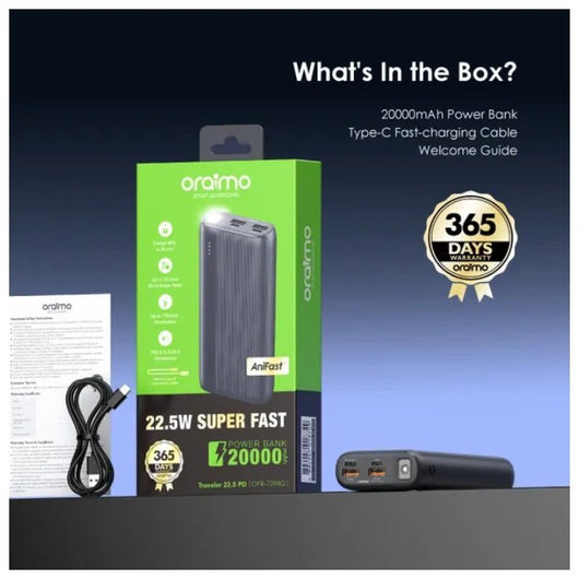 POWER BANK-ORAIMO-OPB-7204Q-20000mAh-22.5W-BLACK / 4894947018749.