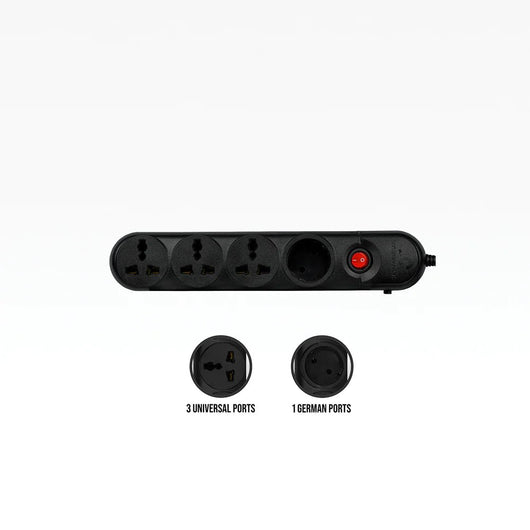 Power Strip SystemMax 4 Port 2 Meters SMPG-4P Black.