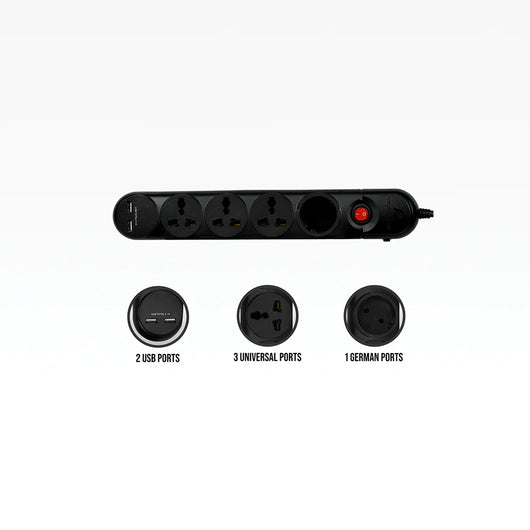 Power Strip Systemmax 4Port 2 Meter SMPG-4P2U 2.1A Black.