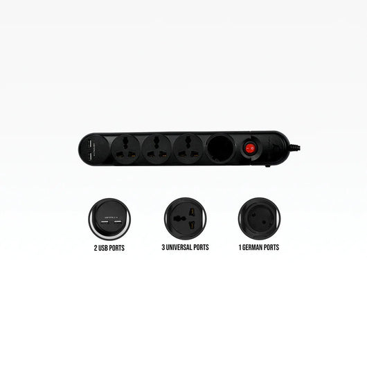 Power Strip Systemmax 4Port 2 Meter SMPG-4P2U 2.1A Black.