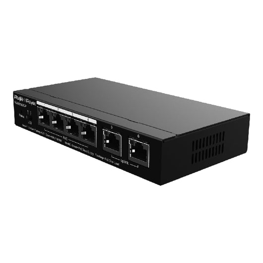 Ruijie RG-ES206GC-P 6-Port Gigabit Smart Cloud Managed PoE Switch.