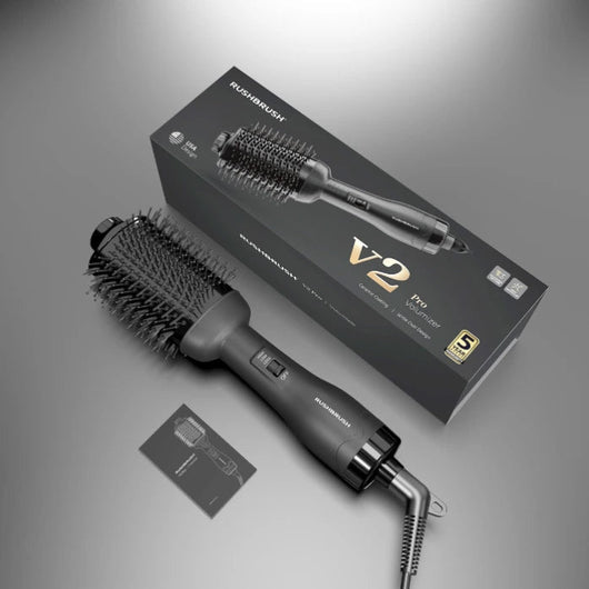 Rush Brush Hair Straightener Brush V2 PRO Black 5Yrs.
