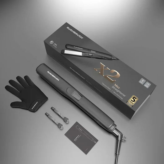 Rush Brush-Hair Straightener LED-Titanium Plates-Red-5Yrs / X2 Max.