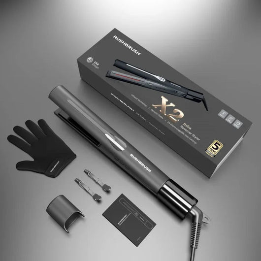 Rush Brush Hair Straightener X2 Infra Revolver Black 5Yrs.
