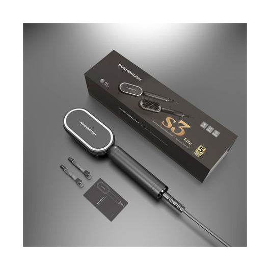 RushBrush Hair Straightener Brush S3 Lite Black 1Yrs.