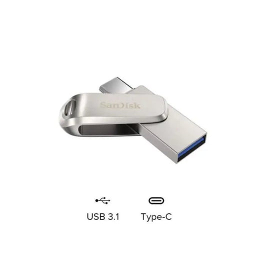 Sandisk Flash Memory 64GB Ultra Dual Drive Luxe Type C, SDDDC4-064G-G46 - Silver.