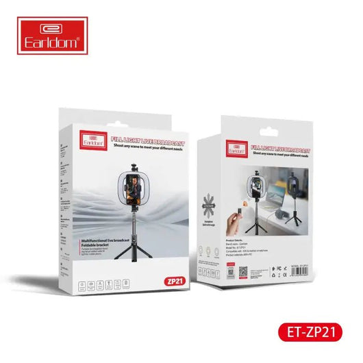 SELFIE STICK-EARLDOM-RING LICHT-ET-ZP21-6 INCH - 14 Day Warranty.