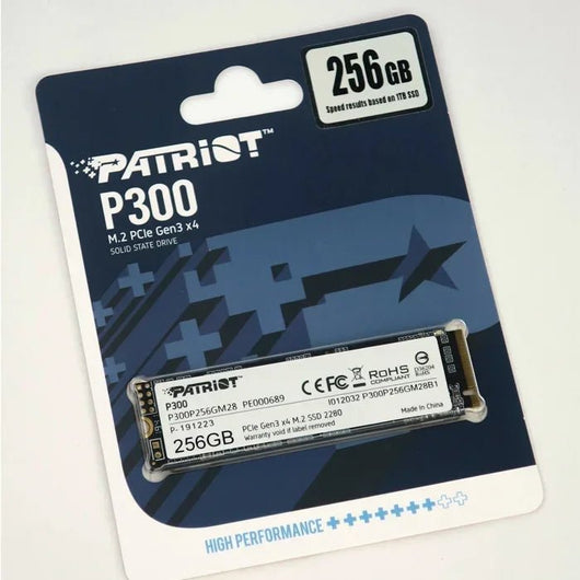 SSD-PATRIOT-P300 (9SE00083)-256GB-M.2-NVME-PCIe Gen3x4-2280-3Yrs.