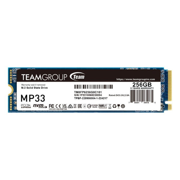 SSD-TEAM-MP33-256G-M.2-NVME-PCIe Gen3x4-2280-3Yrs.