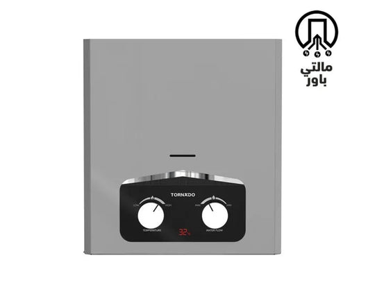 Water Heater-TORNADO-Gas-6 Liter-without Chimney-Digital-Natural Gas-Silver--Egypt-3Yrs-/ GH-MP6SN-S.